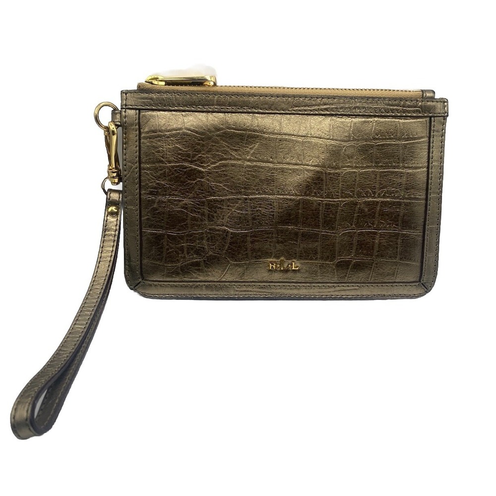 LAUREN RALPH LAUREN Gold Metallic Small Wristlet